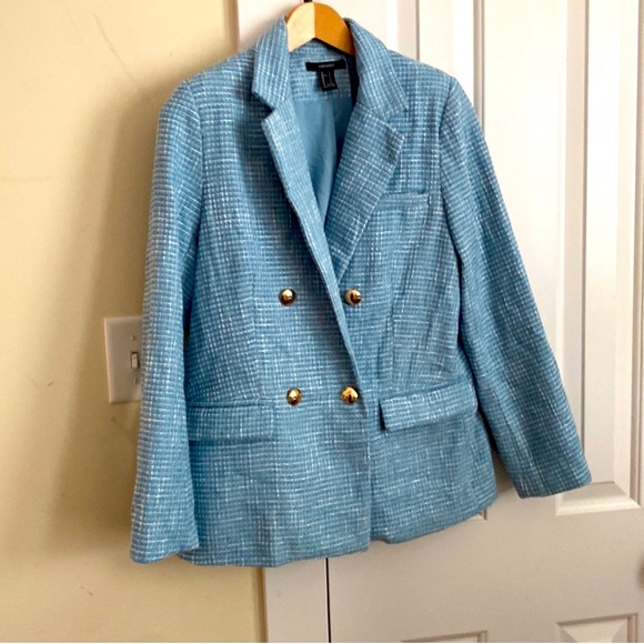 Blue tweed Blazer women, Forever 21. Great conditions, worn 2-3 times. - Picture 1 of 7